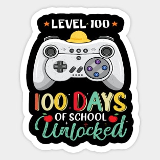 Happy 100 Days Of School level 100 unlocked gamer Kids Sticker